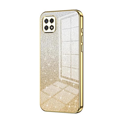 Estuche para Teléfono Samsung Galaxy A22 5G A22S Galvanizado con Polvo de Brillo Degradado (Dorado)