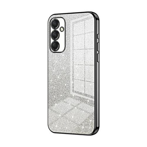 Estuche para Teléfono Samsung Galaxy A24 4G Galvanizado con Polvo de Brillo Degradado (Negro)