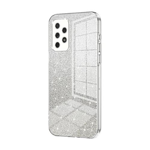 Estuche para Teléfono Samsung Galaxy A72 4G 5G Galvanizado con Polvo de Brillo Degradado (Transparente)