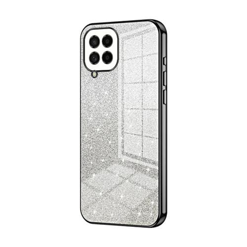 Estuche para Teléfono Samsung Galaxy M53 5G Galvanizado con Polvo de Brillo Degradado (Negro)