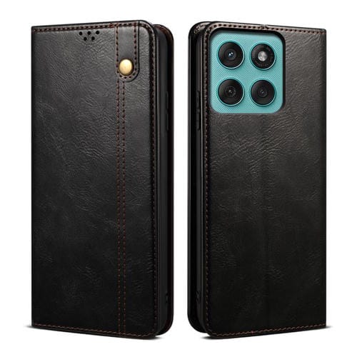 Funda de cuero con textura Crazy Horse para Motorola Moto G86 5G (negro)