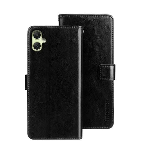 Funda para Samsung Galaxy A05 4G Idewei Crazy Horse Texture Cuero con Soporte (Negro)