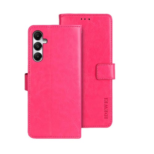 Funda para Samsung Galaxy A05S 4G Idewei Crazy Horse Texture Cuero con Soporte (Rojo Rosa)