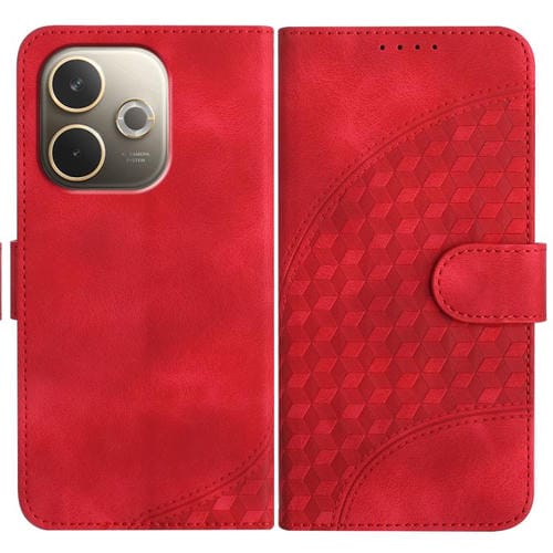 Funda de Cuero con Relieve de Cabeza de Elefante y Cordón para Oppo A5 Pro 5G (Roja)