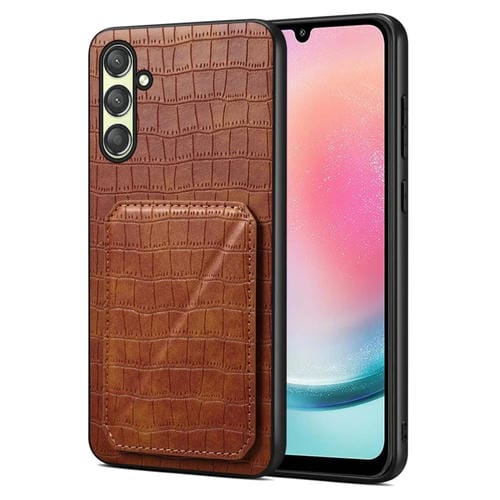 Funda Trasera Denior para Samsung Galaxy A24 4G Piel de Cocodrilo con Soporte (Marrón)