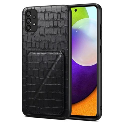 Funda Trasera Samsung Galaxy A52 4G 5G Denior Piel de Cocodrilo con Soporte (Negro)