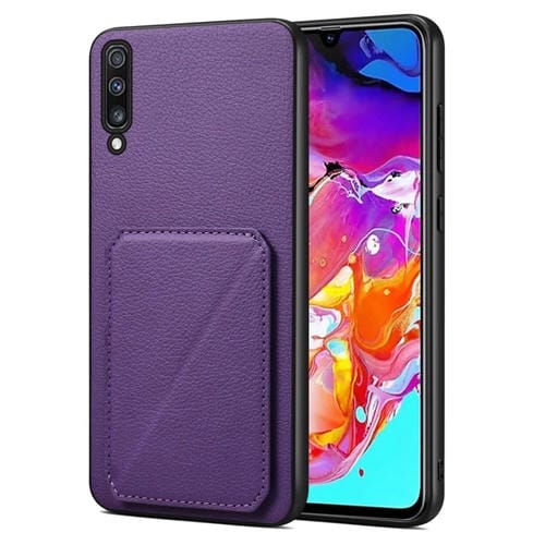 Funda Trasera Samsung Galaxy A70 Denior Piel de Becerro de Imitación con Soporte (Púrpura)