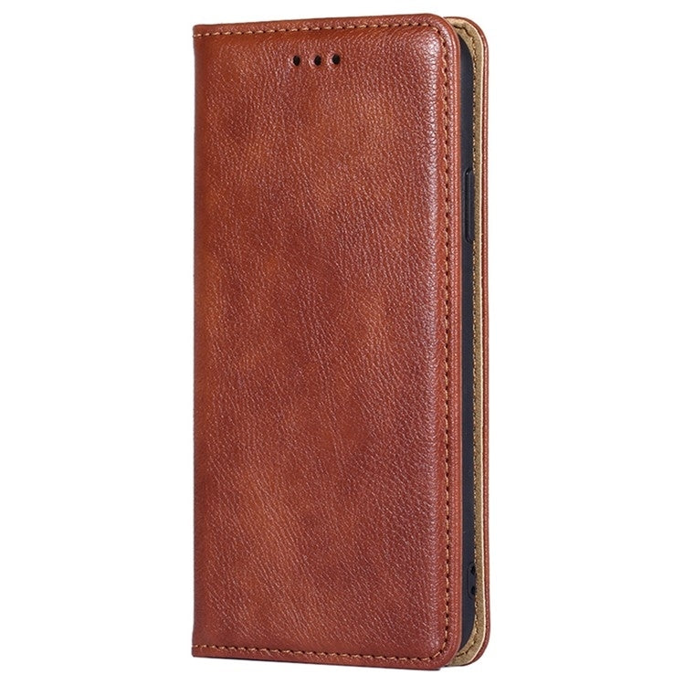 Funda de Cuero Magnética para OnePlus Ace 3 Pro 5G con Acabado Brillante (Marrón)