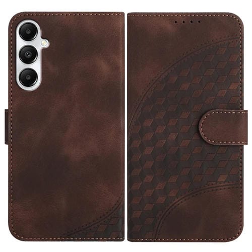 Funda de Cuero para Samsung Galaxy A05S Yx0060 con Relieve y Cabeza de Elefante con Cordón (Café)