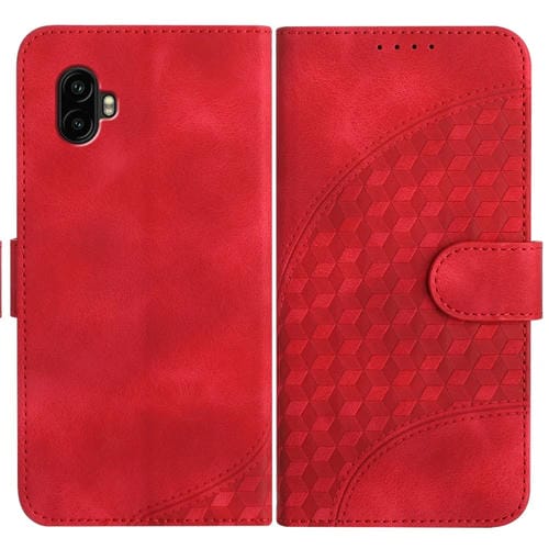 Funda para Samsung Galaxy Xcover6 Pro Yx0060 Cuero Relieve Cabeza de Elefante con Cordón (Rojo)