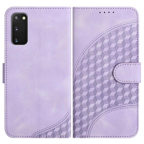 Funda de Cuero Samsung Galaxy S20 Yx0060 con Relieve Cabeza de Elefante y Cordón (Púrpura Claro)