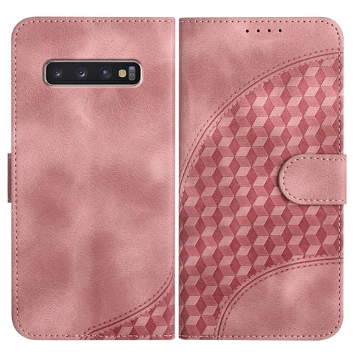 Funda para Samsung Galaxy S10 + Yx0060 Cuero con Relieve y Cabeza de Elefante con Cordón (Rosa)