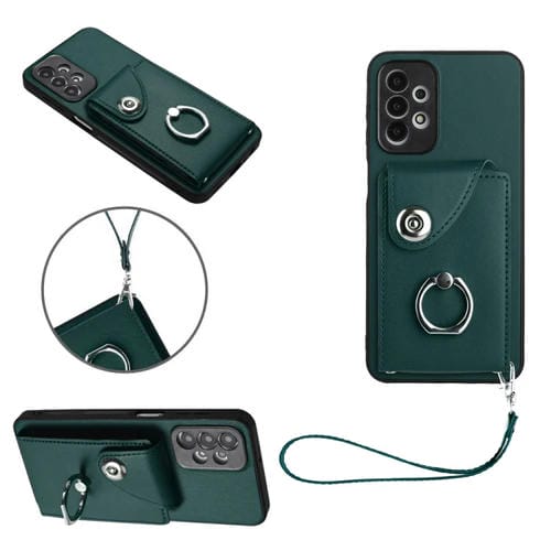 Bolsa para Tarjeta Samsung Galaxy A13 4G Funda con Soporte para Anillo y Cordón (Verde)