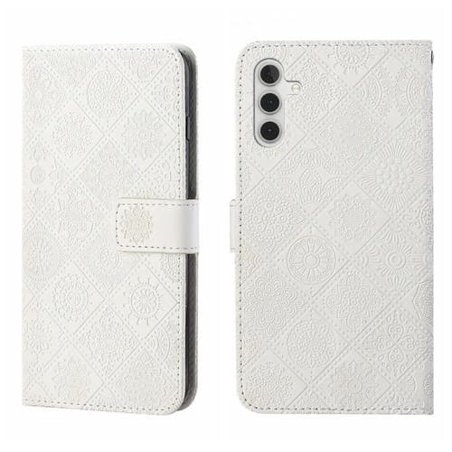 Funda para Teléfono Samsung Galaxy A05S Cuero Patrón En Relieve Estilo Étnico (Blanco)