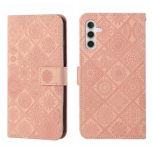 Funda para Teléfono Samsung Galaxy A35 Cuero Patrón en Relieve Estilo Étnico (Rosa)