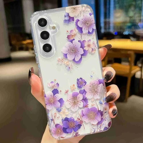 Estuche para TelĂ©fono Samsung Galaxy A54 Symphony Galvanizado (Flor Blanca y PĂșrpura)
