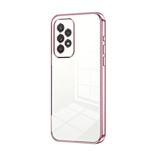 Funda para Teléfono Samsung Galaxy A33 5G con Orificio Fino y Revestimiento Transparente (Rosa)