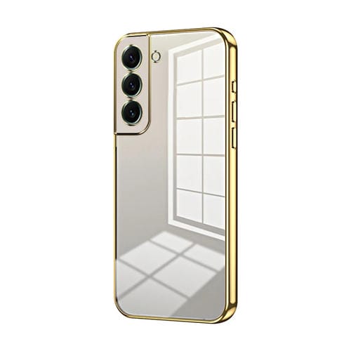 Estuche para Teléfono Samsung Galaxy S22 + 5G con Orificio Fino y Revestimiento Transparente (Dorado)