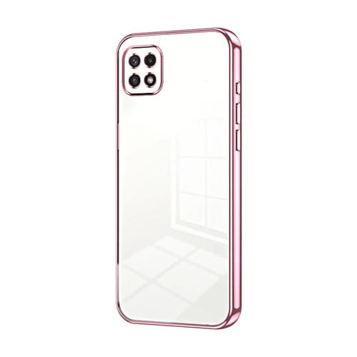 Estuche para Teléfono Samsung Galaxy A22 5G A22S con Orificio Fino y Revestimiento Transparente (Rosa)
