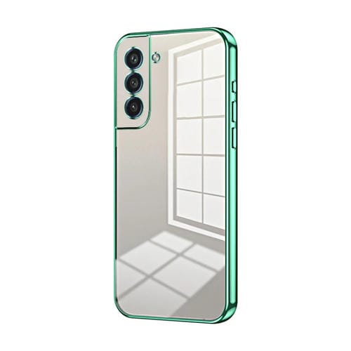 Funda para Teléfono Samsung Galaxy S21 FE 5G con Orificio Fino y Revestimiento Transparente (Verde)