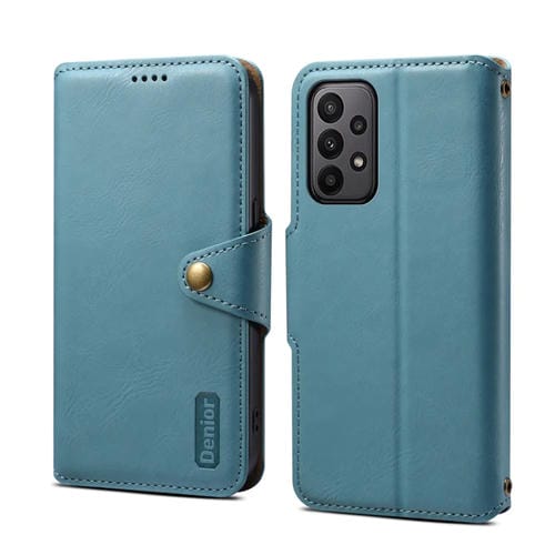 Funda para Teléfono Samsung Galaxy A23 Denior Textura Piel de Vaca Estilo Billetera (Azul)