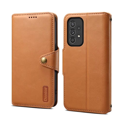 Funda para Teléfono Samsung Galaxy A33 5G Denior Textura Piel de Vaca Estilo Billetera (Caqui)