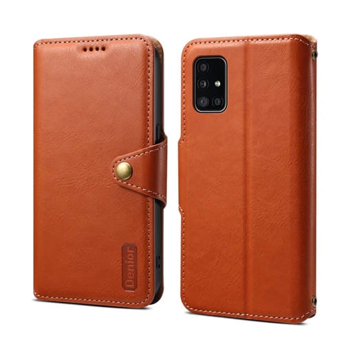 Funda para Teléfono Samsung Galaxy A51 4G Denior Textura Piel de Vaca Estilo Billetera (Marrón)