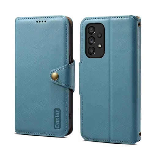 Funda para Teléfono Samsung Galaxy A53 5G Denior Textura de Piel de Vaca Estilo Billetera (Azul)