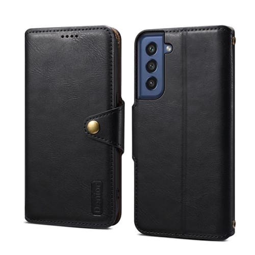 Funda para Teléfono Samsung Galaxy S21 FE 5G Denior Textura Piel de Vaca Estilo Billetera (Negro)