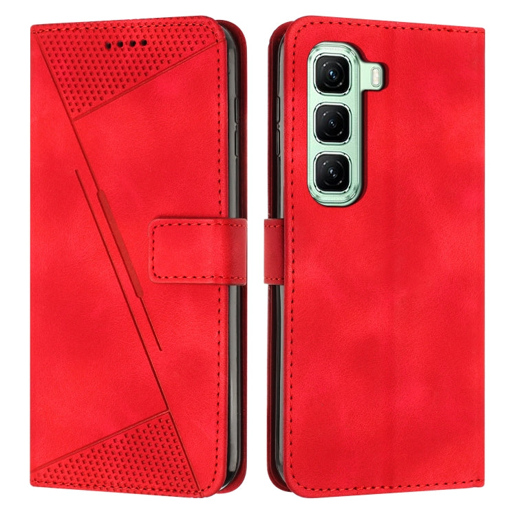 Funda de Cuero Triangular para Teléfono Infinix Hot 50 Pro 4G Dream con Cordón Largo (Rojo)
