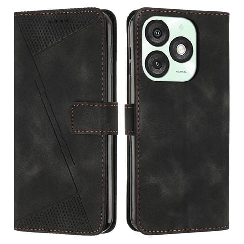 Funda de Cuero Triangular con Cordón Largo para Teléfono Itel A50 Dream (Negro)