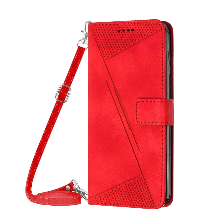 Funda de Cuero Triangular con Cordón Largo para Teléfono Itel P65 Dream (Rojo)