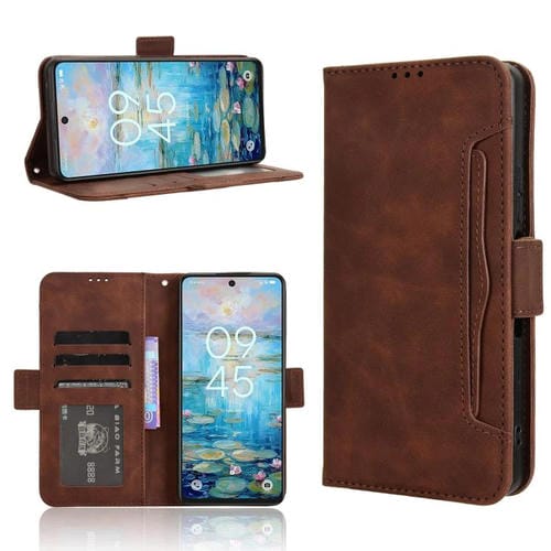 Funda de Cuero Textura Piel de Becerro para TCL 50 Nxtpaper 5G con Ranuras para Tarjetas (Marrón)