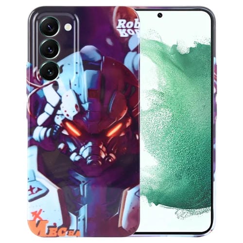 Estuche para Teléfono Samsung Galaxy S22+ 5G PC con Orificio Preciso y Patrón Pintado (Robot Naranja)