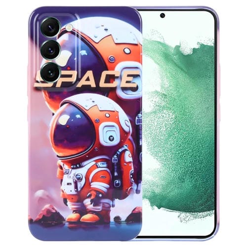 Estuche para Teléfono Samsung Galaxy S22 + 5G con Orificio Preciso para PC con Patrón Pintado (Astronauta Naranja)