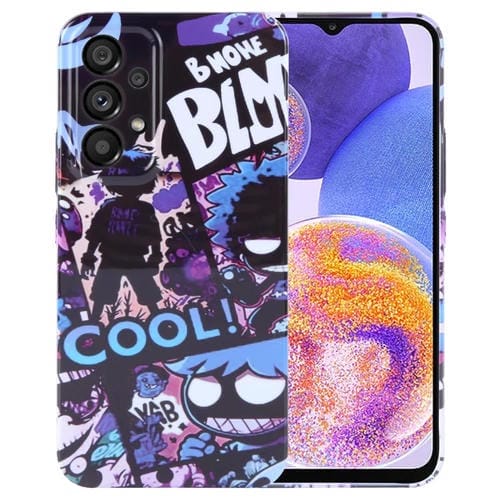 Estuche para Teléfono Samsung Galaxy A23 con Orificio Preciso para PC con Patrón Pintado (Cómics Morados)