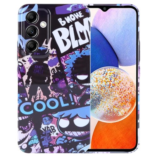 Funda para Teléfono Samsung Galaxy A14 5G con Orificio Preciso para PC con Patrón Pintado (Cómics Morados)