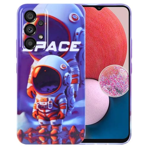 Funda para Teléfono Samsung Galaxy A13 4G con Orificio Preciso y Patrón Pintado Astronauta (Blanco Naranja)