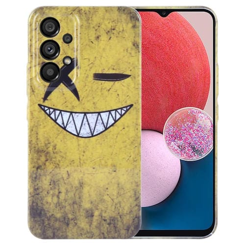 Funda para Teléfono Samsung Galaxy A13 4G con Orificio Preciso PC con Patrón Pintado (Fondo Amarillo Sonriente)