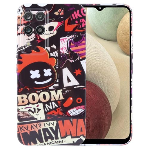 Funda para Teléfono Samsung Galaxy A12 con Orificio Preciso para PC con Patrón Pintado (Cómics Naranjas)