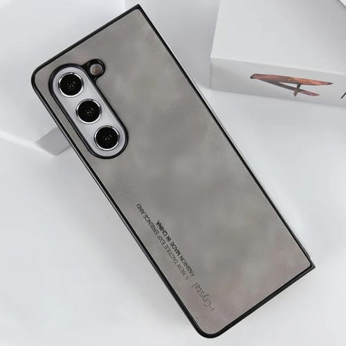 Funda para Teléfono Plegable Samsung Galaxy Z Fold5 I.Crystal Lambskin (Gris Claro)