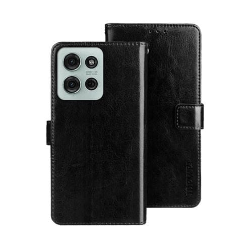 Funda de Cuero Crazy Horse para Motorola Moto G75 5G (Negra)