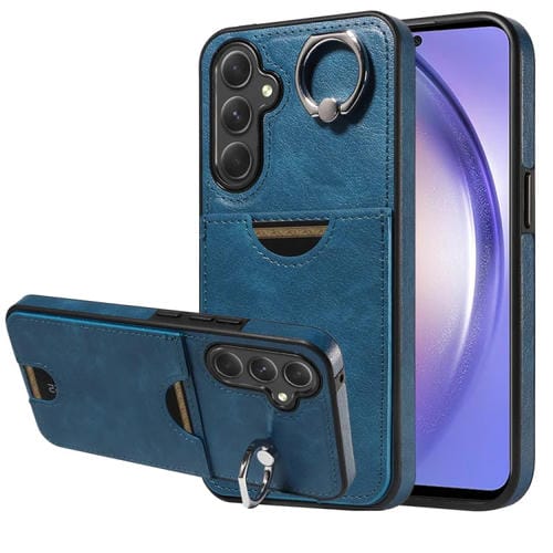 Funda para Teléfono Samsung Galaxy A54 5G con Soporte para Anillo y Ranura para Tarjeta (Azul)