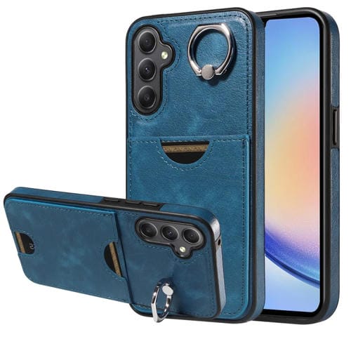 Funda para Teléfono Samsung Galaxy A34 5G con Soporte para Anillo y Ranura para Tarjeta (Azul)