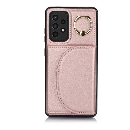 Funda para Teléfono Samsung Galaxy A72 4G/5G Ym007 con Soporte para Anillo y Tarjeta (Oro Rosa)