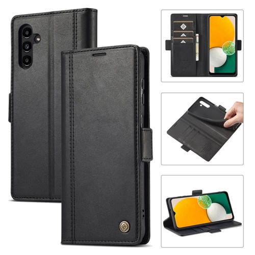 Funda de Cuero LC.ImeeKe para Samsung Galaxy A35 5G con Ranuras para Tarjetas (Negro)