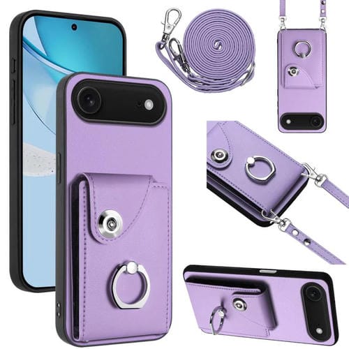 Funda para iPhone 17 Air Organ Card Bag con anilla y cordón largo (morado)