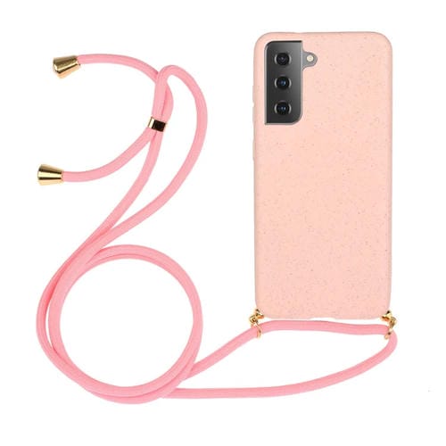 Funda para Teléfono Samsung Galaxy A35 5G Material de Paja de Trigo y TPU con Cordón (Rosa)