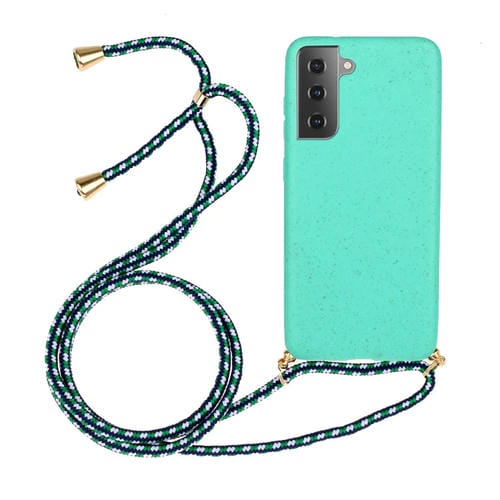 Funda para Teléfono Samsung Galaxy A55 5G Material de Paja de Trigo TPU con Cordón (Verde)