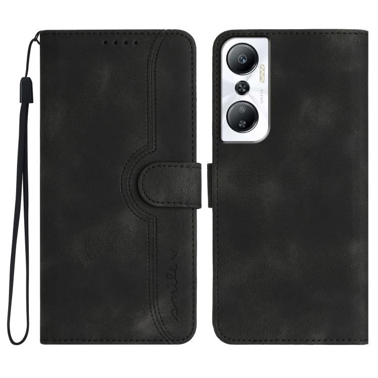 Funda de Cuero con Diseño de Corazón para Infinix Hot 20 4G (Negro)